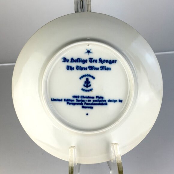 1969 Christmas Plate “De Hellige Tre Konger” Three Wise Men, 7" Blue & White - Picture 7 of 9